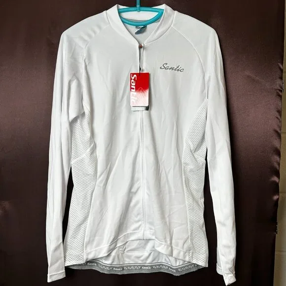 NWT Santic Light Miss Women's S-2XL White Cycling Jersey Long Sleeve Full Zip, R - Picture 2 of 11